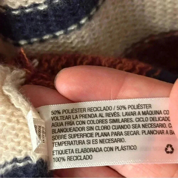 Knox Rose Women's Open Front Cardigan striped Boho casual, blue, red & cream - Picture 10 of 12